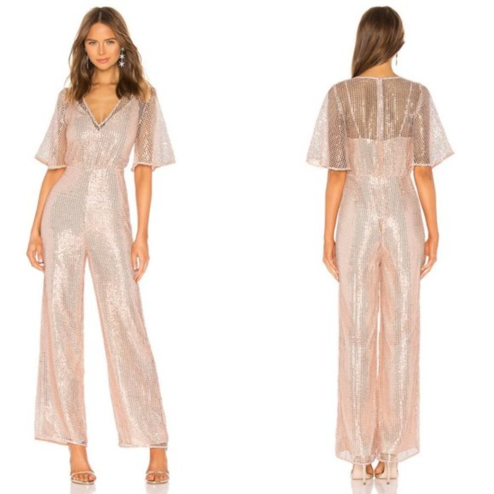 NBD x Naven Camilla Jumpsuit In Peach Blush